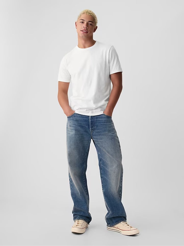 Gap White Crew Neck Classic 100% Cotton Short Sleeve T-Shirt - Image 7 of 8