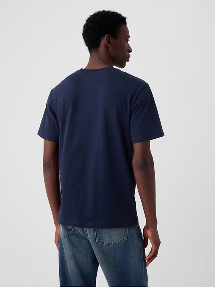 Gap Blue Crew Neck Classic 100% Cotton Short Sleeve T-Shirt - Image 2 of 10