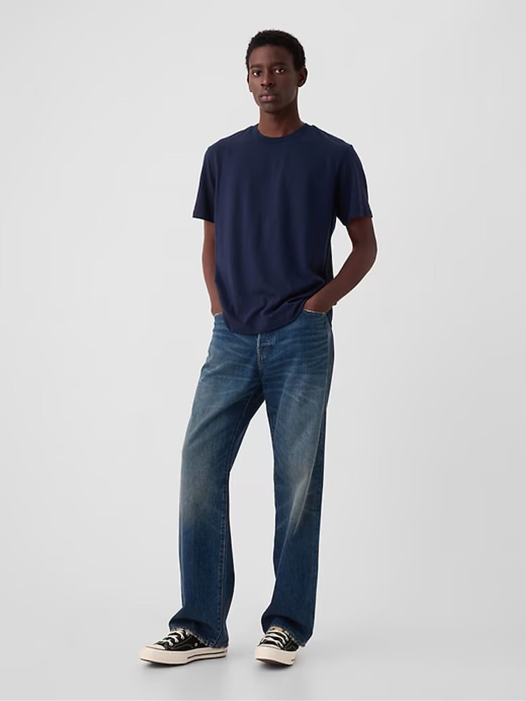 Gap Blue Crew Neck Classic 100% Cotton Short Sleeve T-Shirt - Image 2 of 7