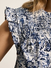 Joules Cynthia Blue on White Cotton Blouse - Image 5 of 7