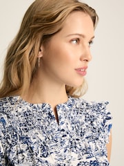 Joules Cynthia Blue on White Cotton Blouse - Image 6 of 7