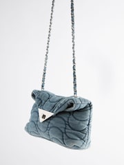 Blue Denim Quilted Cross-Body Bag - Image 5 of 6