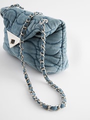Blue Denim Quilted Cross-Body Bag - Image 6 of 6