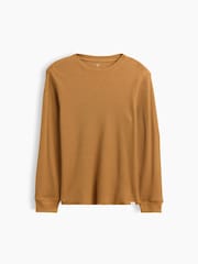 Gap Tan Brown Waffle-Knit Long Sleeve T-Shirt (4-13yrs) - Image 1 of 3