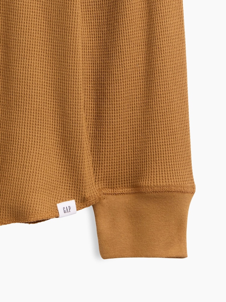 Gap Tan Brown Waffle-Knit Long Sleeve T-Shirt (4-13yrs) - Image 3 of 3 Gap Tan Brown Waffle-Knit Long Sleeve T-Shirt (4-13yrs) - Image 3 of 3
