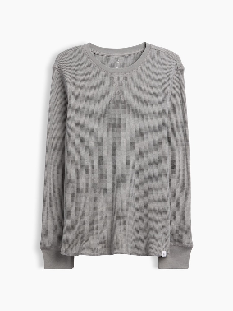 Gap Grey Waffle-Knit Long Sleeve T-Shirt (4-13yrs) - Image 1 of 3 Gap Grey Waffle-Knit Long Sleeve T-Shirt (4-13yrs) - Image 1 of 3