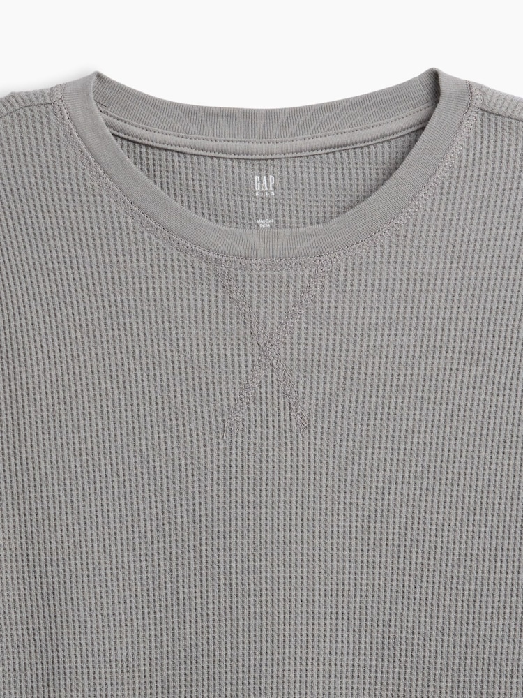 Gap Grey Waffle-Knit Long Sleeve T-Shirt (4-13yrs) - Image 3 of 3 Gap Grey Waffle-Knit Long Sleeve T-Shirt (4-13yrs) - Image 3 of 3