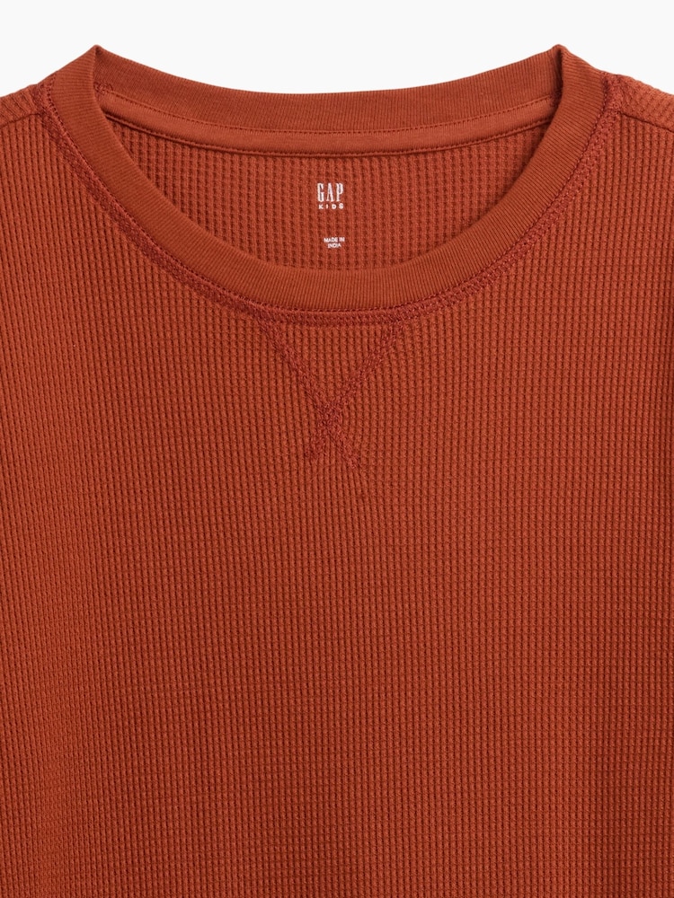 Gap Burnt Orange Waffle-Knit Long Sleeve T-Shirt (4-13yrs) - Image 3 of 3 Gap Burnt Orange Waffle-Knit Long Sleeve T-Shirt (4-13yrs) - Image 3 of 3