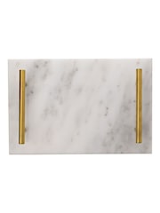 Widdop White Marble Tray with Metal Handle - Image 1 of 2