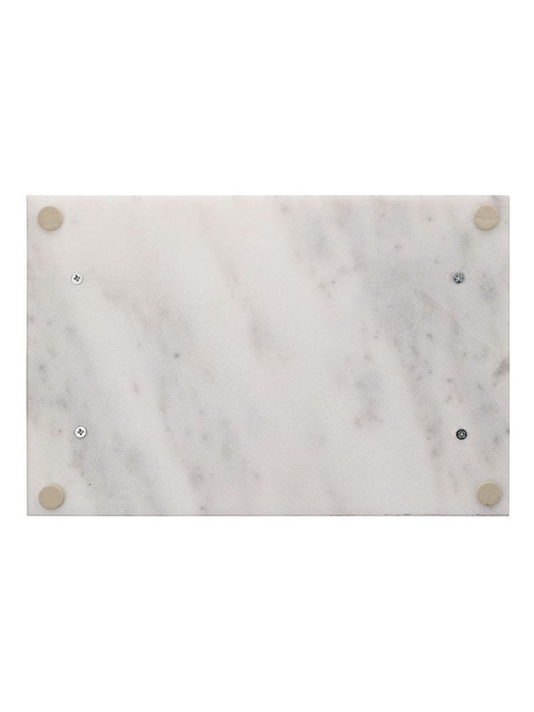 Widdop White Marble Tray with Metal Handle - Image 2 of 2 Widdop White Marble Tray with Metal Handle - Image 2 of 2
