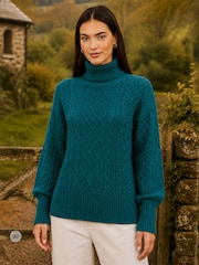 Yumi Cable Knit Roll Neck Jumper - Image 1 de 4