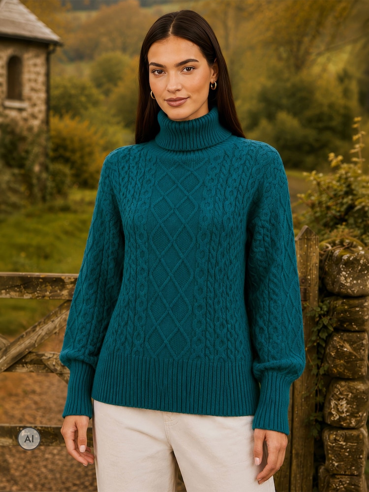 Yumi Cable Knit Roll Neck Jumper - Image 1 de 4 Yumi Cable Knit Roll Neck Jumper - Image 1 de 4