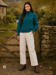 Yumi Cable Knit Roll Neck Jumper - Image 3 de 4
