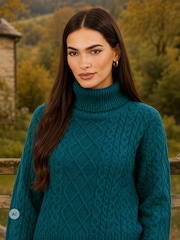 Yumi Cable Knit Roll Neck Jumper - Image 4 de 4