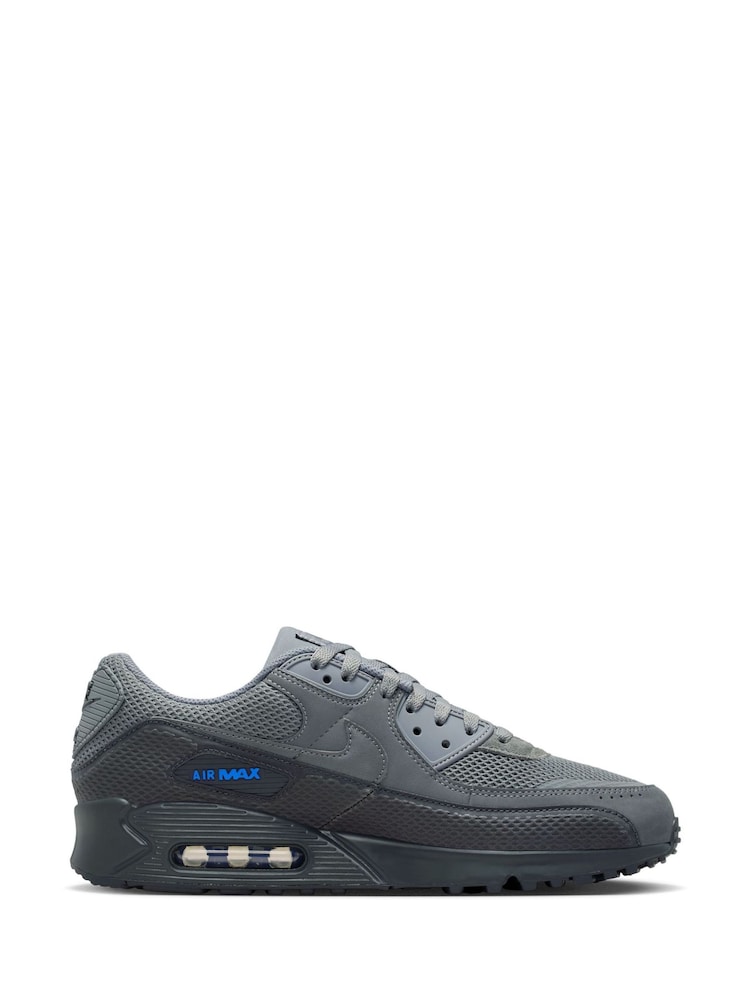 Nike Grey/Blue Air Max 90 Premium Trainers - Image 1 of 7 Nike Grey/Blue Air Max 90 Premium Trainers - Image 1 of 7