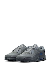 Nike Grey/Blue Air Max 90 Premium Trainers - Image 2 of 7