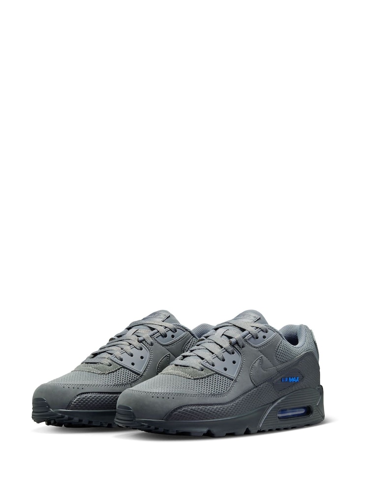 Nike Grey/Blue Air Max 90 Premium Trainers - Image 2 of 7 Nike Grey/Blue Air Max 90 Premium Trainers - Image 2 of 7