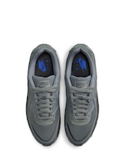 Nike Grey/Blue Air Max 90 Premium Trainers - Image 3 of 7
