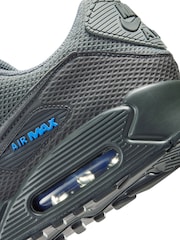 Nike Grey/Blue Air Max 90 Premium Trainers - Image 6 of 7