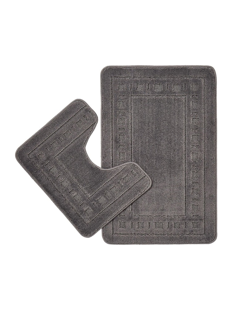 Catherine Lansfield Set of 2 Grey Armoni Bath Set - Image 1 of 4
