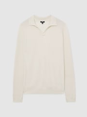 Reiss White Spence Textured-Knit Open-Collar Jumper with Wool - Image 2 of 6