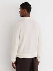 Reiss White Spence Textured-Knit Open-Collar Jumper with Wool - Image 5 of 6