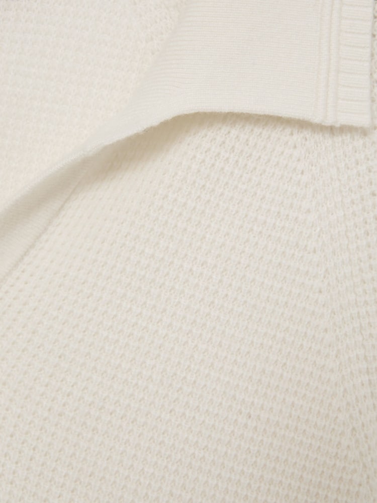 Reiss White Spence Textured-Knit Open-Collar Jumper with Wool - Image 6 of 6 Reiss White Spence Textured-Knit Open-Collar Jumper with Wool - Image 6 of 6