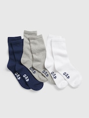 Gap Grey Kids 3 Pack Crew Logo Socks - Image 1 of 1