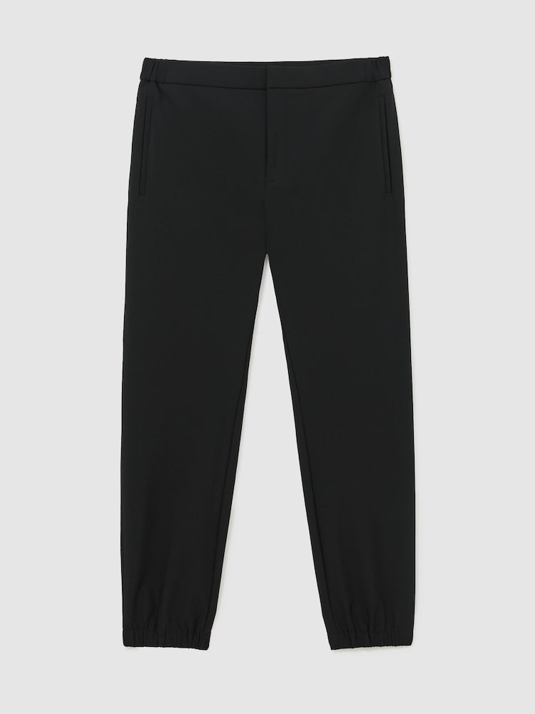 Reiss Black Divide Trousers Technical Stretch Tapered Trousers - Image 2 of 7 Reiss Black Divide Trousers Technical Stretch Tapered Trousers - Image 2 of 7