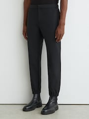Reiss Black Divide Trousers Technical Stretch Tapered Trousers - Image 3 of 7