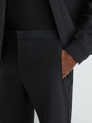Reiss Black Divide Trousers Technical Stretch Tapered Trousers - Image 4 of 7