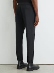 Reiss Black Divide Trousers Technical Stretch Tapered Trousers - Image 6 of 7