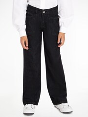 Calvin Klein Jeans Girls High Rise Wide Leg Black Jeans - Image 1 of 6
