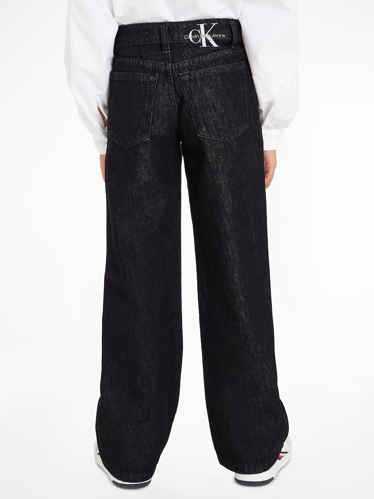 Calvin Klein Jeans Girls High Rise Wide Leg Black Jeans - Image 2 of 6