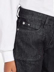 Calvin Klein Jeans Girls High Rise Wide Leg Black Jeans - Image 3 of 6