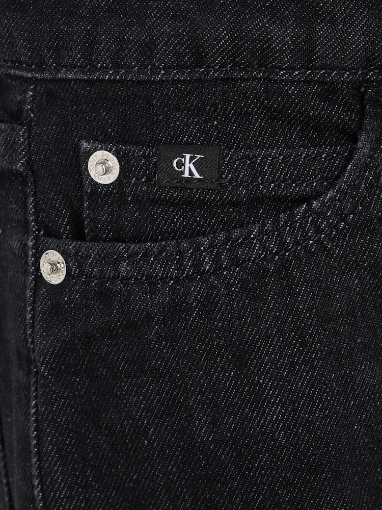 Calvin Klein Jeans Girls High Rise Wide Leg Black Jeans - Image 6 of 6