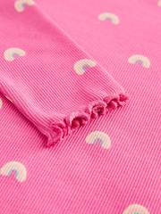 Bright Pink Rainbow Cotton Rich Long Sleeve Rib T-Shirt (3mths-7yrs) - Image 3 of 3