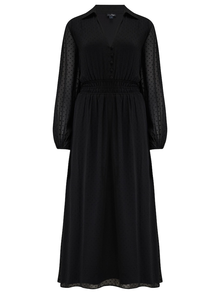 long sleeve coat dress for women Fitted Long Sleeve Dress With Stand-Up Collar Black S