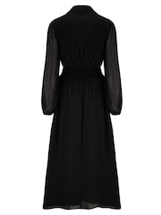 Pour Moi Black Willow Chiffon Long Sleeve Midaxi Shirt Dress - Image 4 of 4