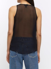 River Island V-Neck Chiffon Black Tank - Image 2 of 5