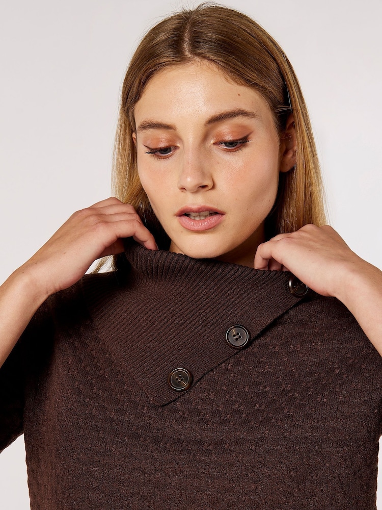 Apricot Brown 3 Button Textured Jumper - Image 4 of 4