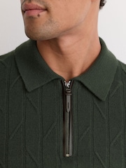 Verde bosque - Reiss Barstow Wool Stitch-Detail Half-Zip Polo Jumper - Imagen 6 de 7