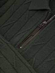 Verde bosque - Reiss Barstow Wool Stitch-Detail Half-Zip Polo Jumper - Imagen 7 de 7