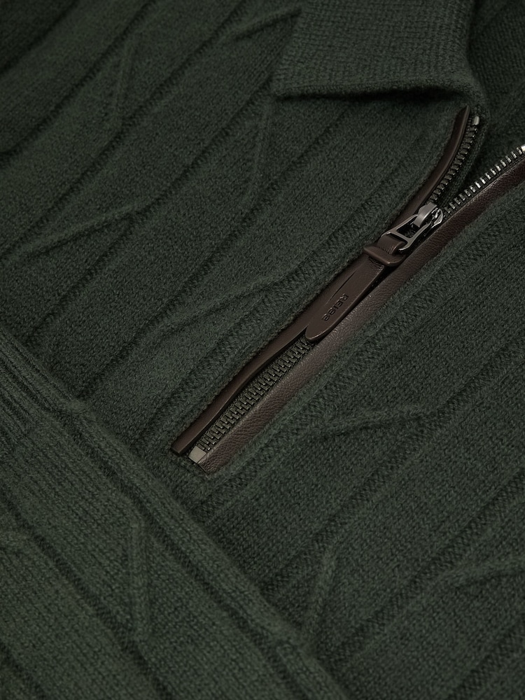 Verde bosque - Reiss Barstow Wool Stitch-Detail Half-Zip Polo Jumper - Imagen 7 de 7 Verde bosque - Reiss Barstow Wool Stitch-Detail Half-Zip Polo Jumper - Imagen 7 de 7