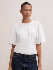 Forever New White Kirsten Flutter Sleeves Top - Image 1 of 5