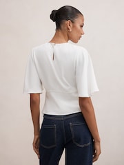 Forever New White Kirsten Flutter Sleeves Top - Image 2 of 5
