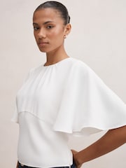 Forever New White Kirsten Flutter Sleeves Top - Image 3 of 5