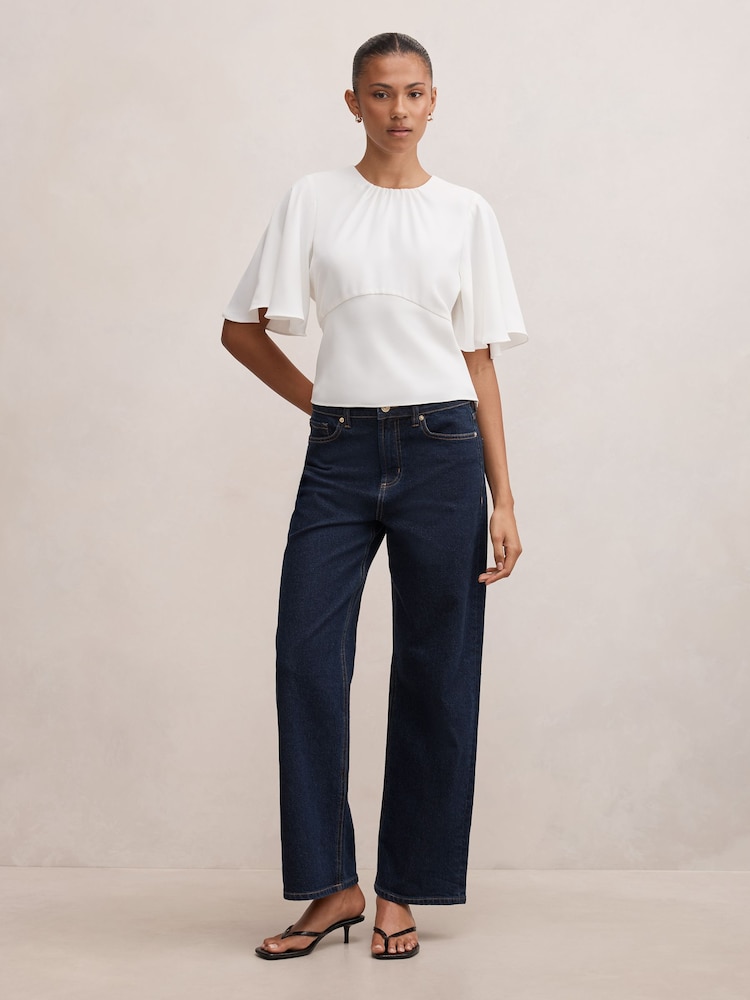 Forever New White Kirsten Flutter Sleeves Top - Image 5 of 5 Forever New White Kirsten Flutter Sleeves Top - Image 5 of 5