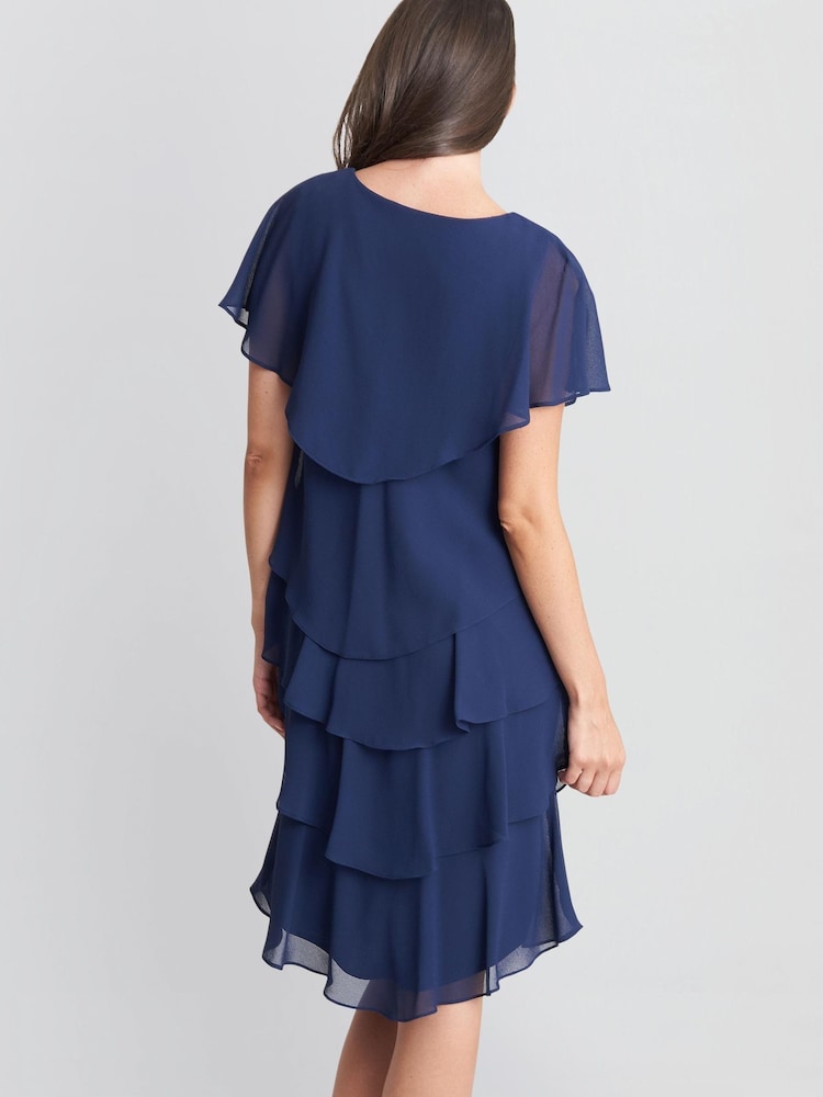 Gina Bacconi Black Bella Georgette Tiered Dress - Image 2 of 6