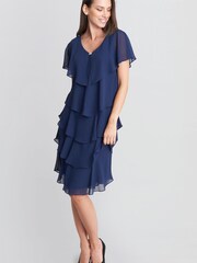 Gina Bacconi Black Bella Georgette Tiered Dress - Image 3 of 6